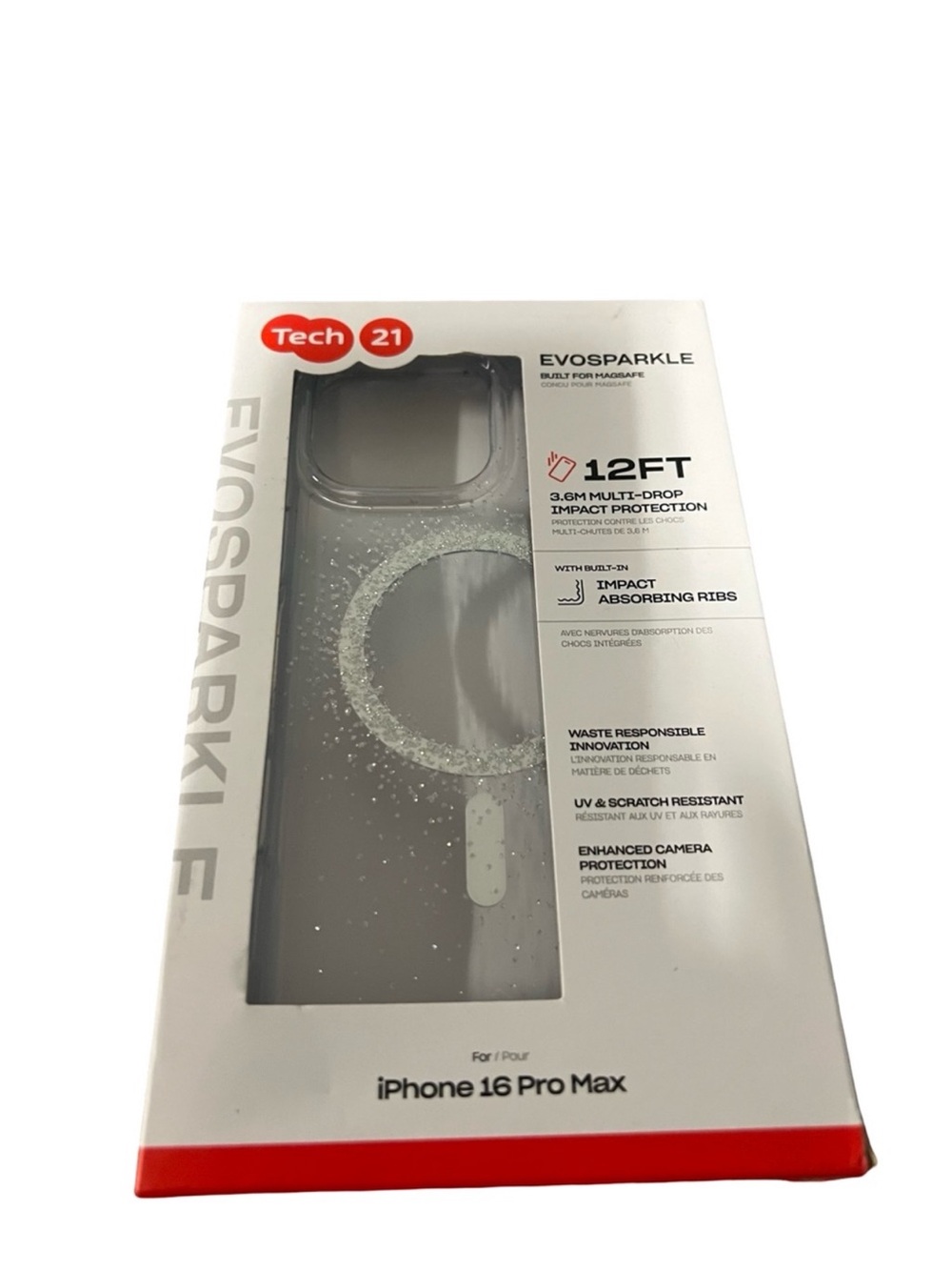 Tech21 EvoSparkle Clear Glitter Phone Case for iPhone 16 Pro Max